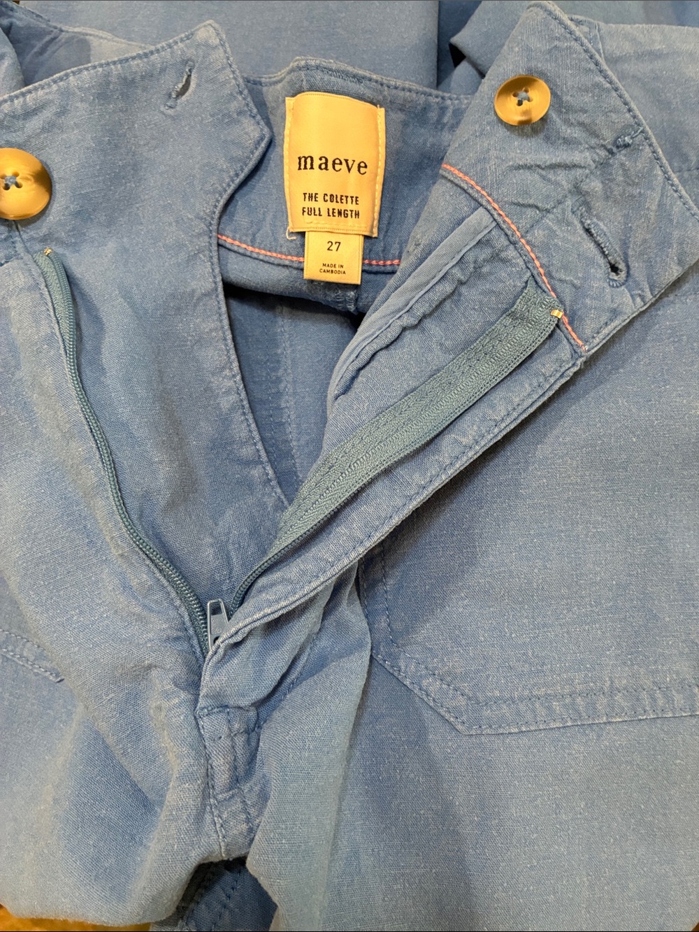 Maeve/Anthropologie full length-Wide-Leg Pants in Bright Blue-Size 27 - Picture 7 of 7